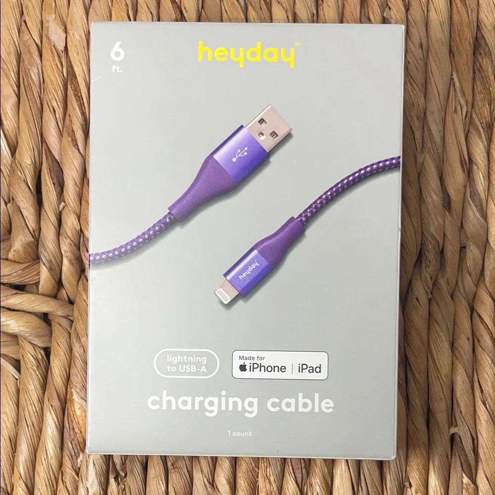 Heyday Lightning to USB-A Charging Cable 6ft Purple iPhone iPad